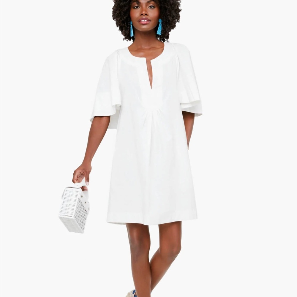 Tuckernuck Pomander Finley Flutter Sleeve Tan Dress with Flared Sleeves